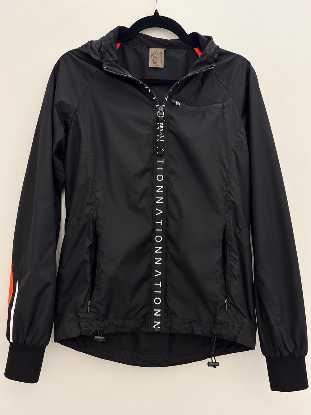 P.E Nation Black Hooded Windbreaker Jacket Size S